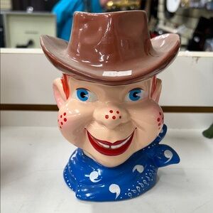 Howdy Doody Cowboy Ceramic Vase with Blue Bandana